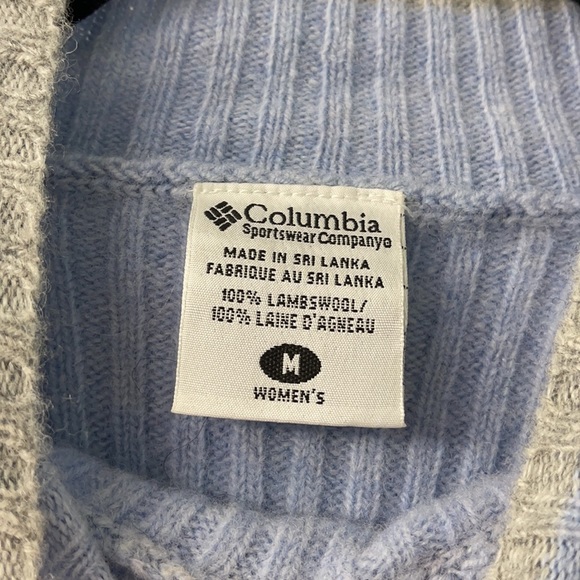 Columbia Lambswool Powder Blue and Gray Ribbed Mock Turtleneck Sweater Size M - Picture 4 of 6